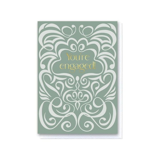 Sage Green Swirl You’re Engaged Card