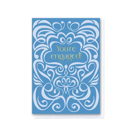 Blue Two-Tone Swirl You’re Engaged Card