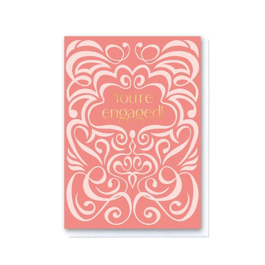 Coral Two-Tone Swirl You’re Engaged Card