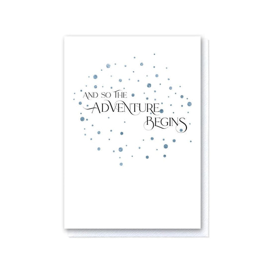 And So the Adventure Begins Card in Pale Blue Foil