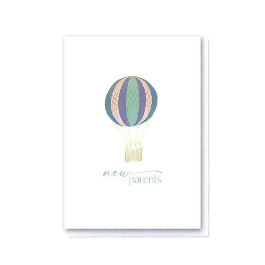 Up and Away Pastel Hot Air Balloon New Parents Card