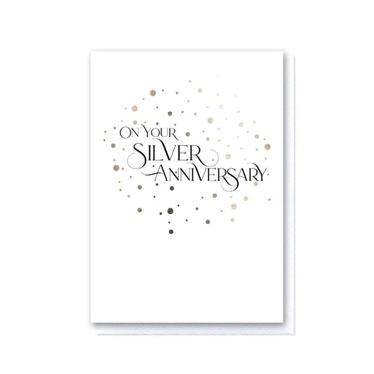 Milestone Moments Silver Wedding Anniversary Card in Silver Foil
