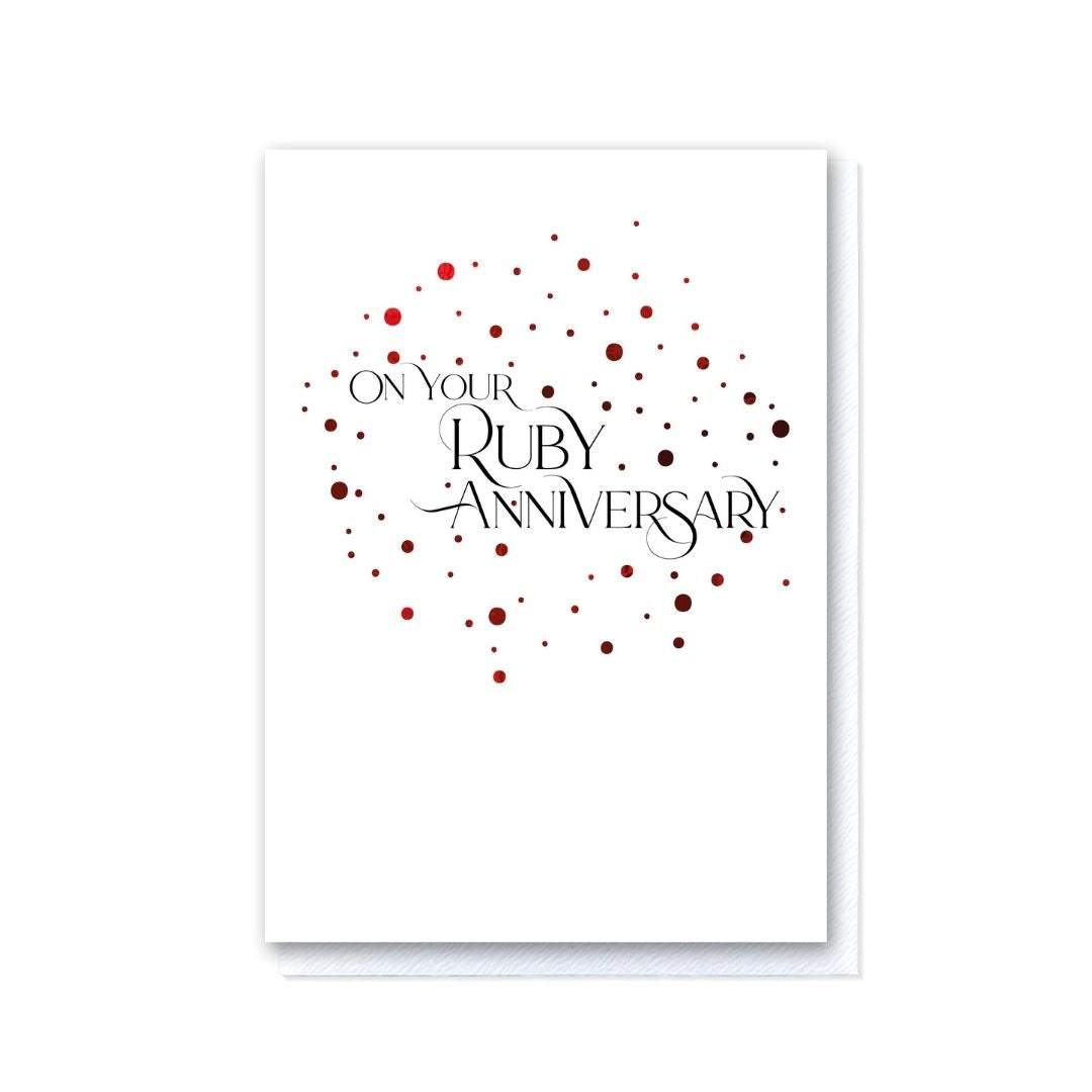 Milestone Moments Ruby Wedding Anniversary Card in Burgundy Foil