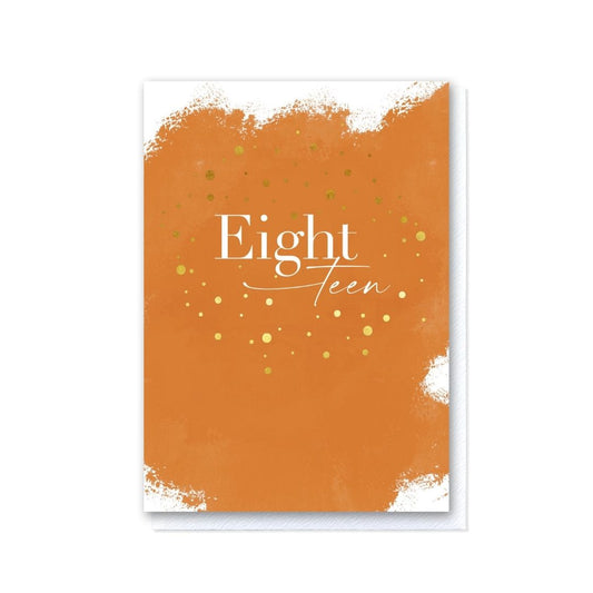 Painted Orange Eighteen Birthday Card