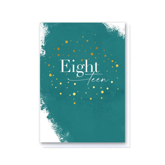 Painted Teal Eighteen Birthday Card