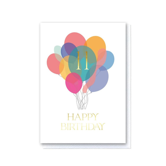 Eleventh Birthday Balloon Bunch Card