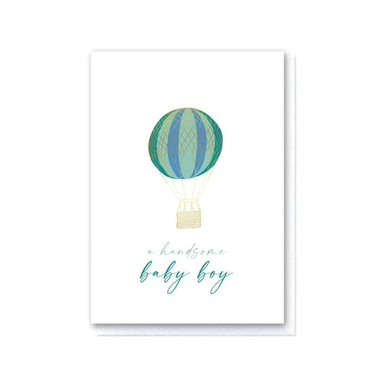 Up and Away Baby Boy Hot Air Balloon Card