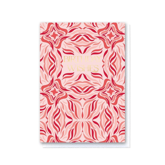 Birthday Wishes in Red & Pink Swishes