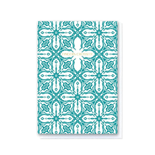 Tiled Sentiments Fingers Crossed! Teal