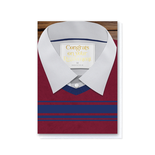 Attirely Good - White Shirt Burgundy Stripe Congrats on your Retirement