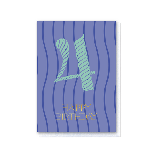 Birthday Stripes Fourth Birthday Card