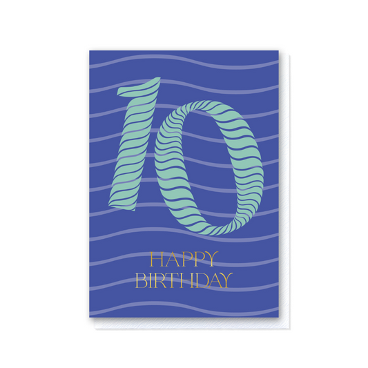 Birthday Stripes Tenth Birthday Card