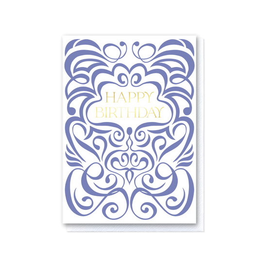 Swirl Lilac and White Happy Birthday