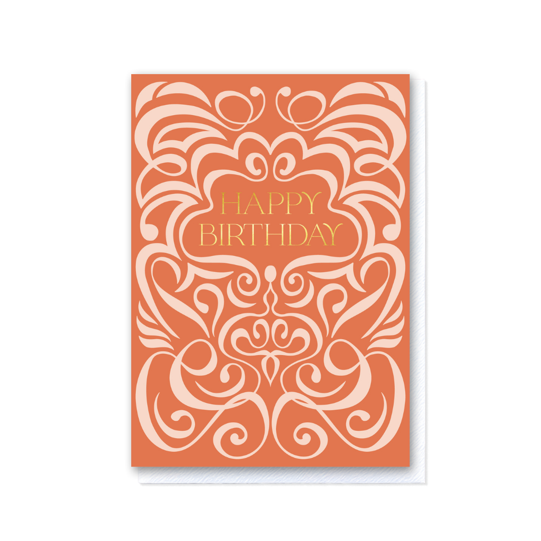 Swirl Mandarin Happy Birthday