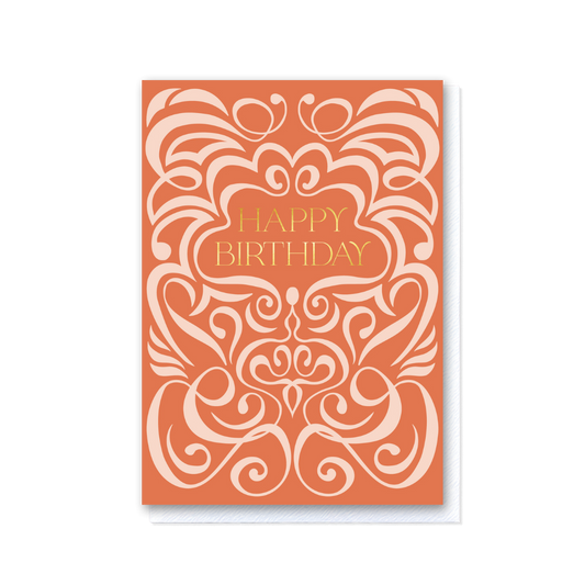 Swirl Mandarin Happy Birthday