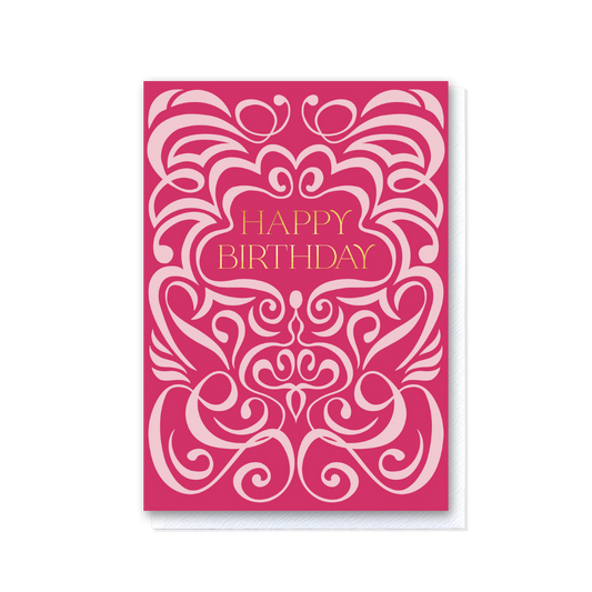 Swirl Pink Happy Birthday