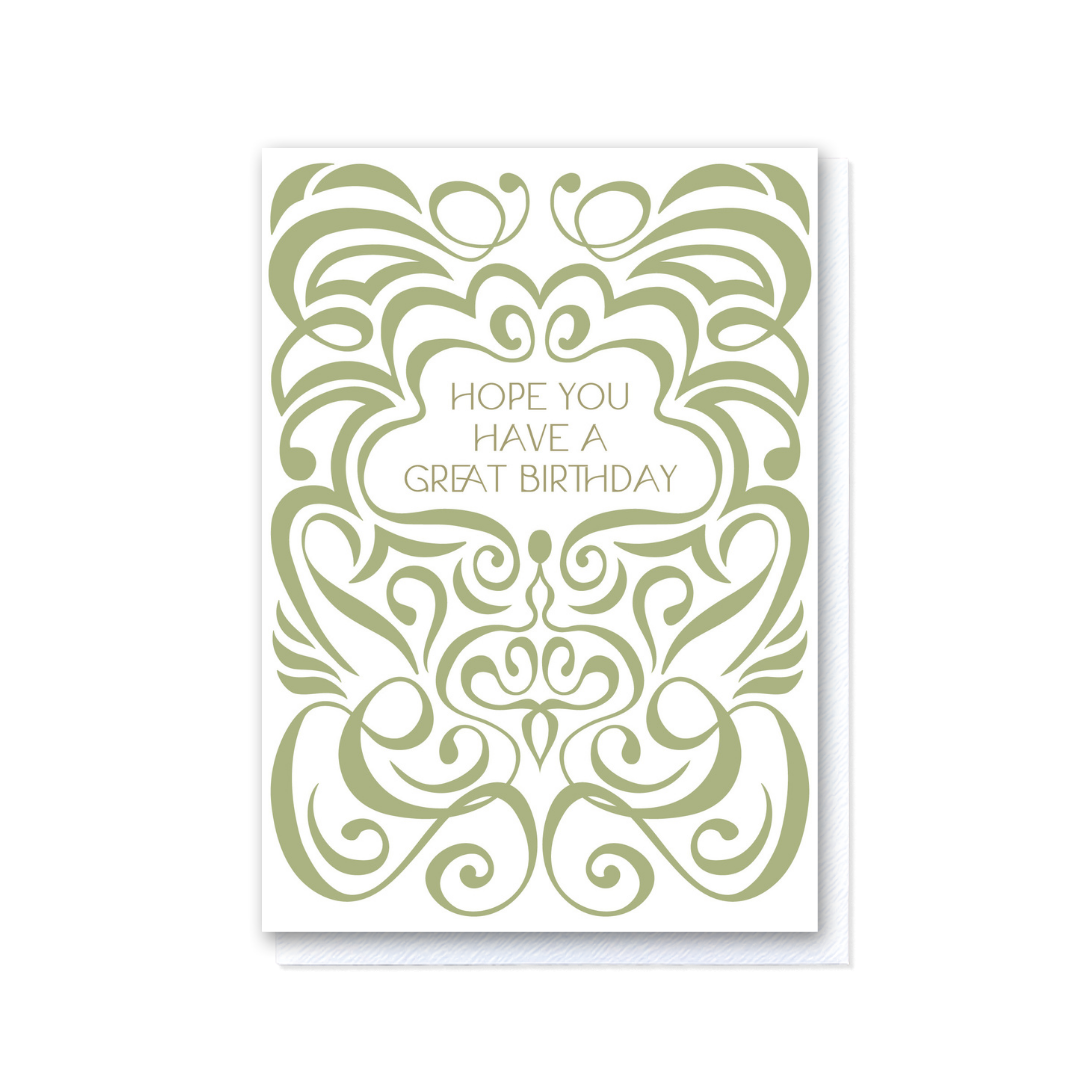 Swirl Pistachio and WHite Happy BIrthday