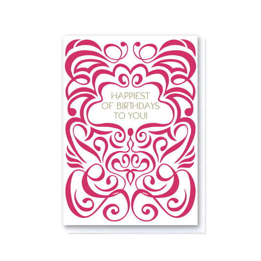 Swirl Pink and White Happy Birthday