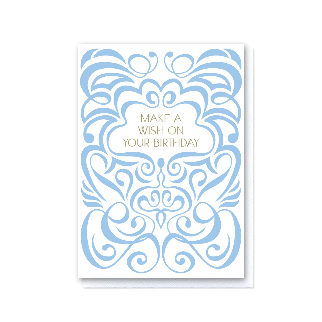 Swirl Blue and White Happy Birthday