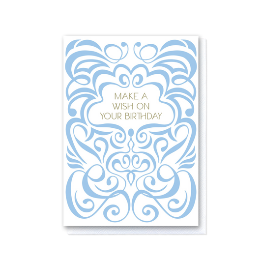Swirl Blue and White Happy Birthday