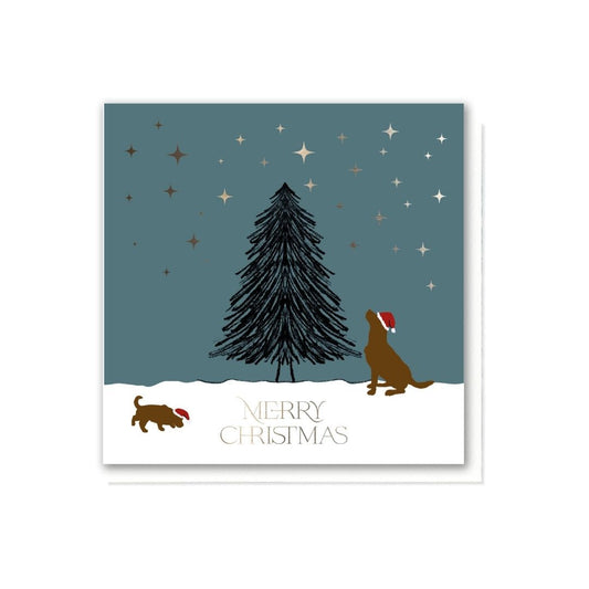 Chocolate Labs in a Winter Wonderland