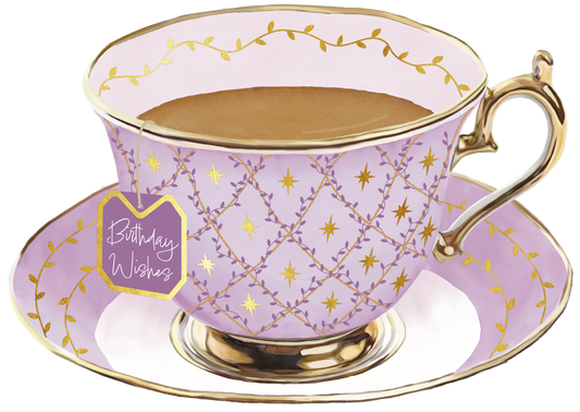 TIme for Tea Cups - Birthday Wishes Lilac
