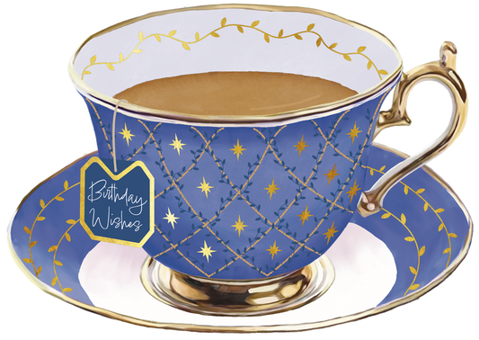 TIme for Tea Cups - Birthday Wishes Blue