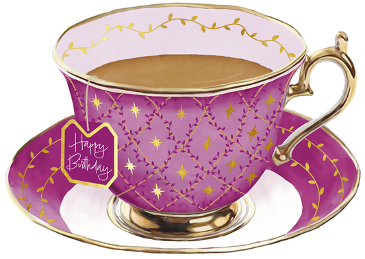 TIme for Tea Cups - Happy Birthday Purple