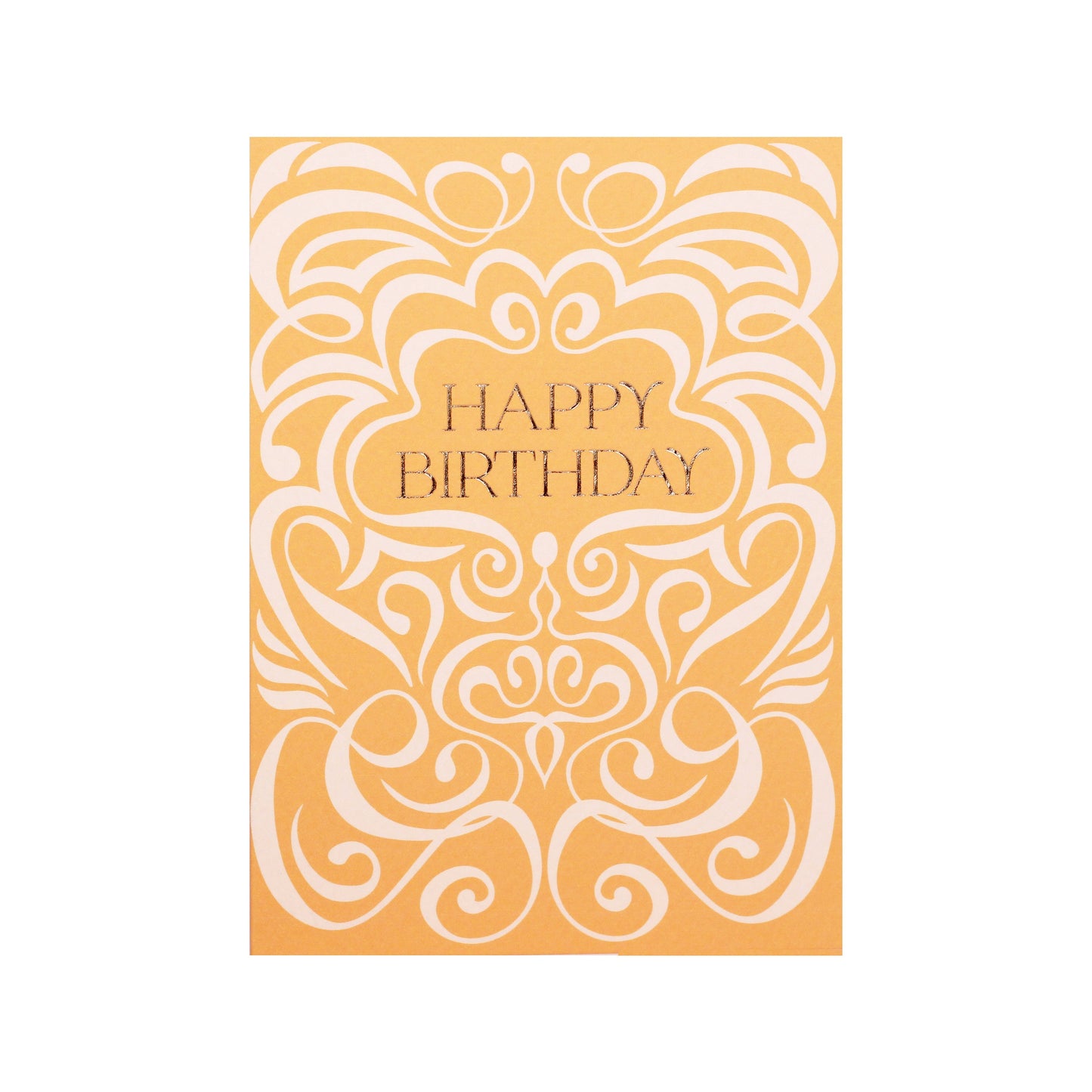 Mustard Two-Tone Swirl Happy Birthday Card in Gold Foil