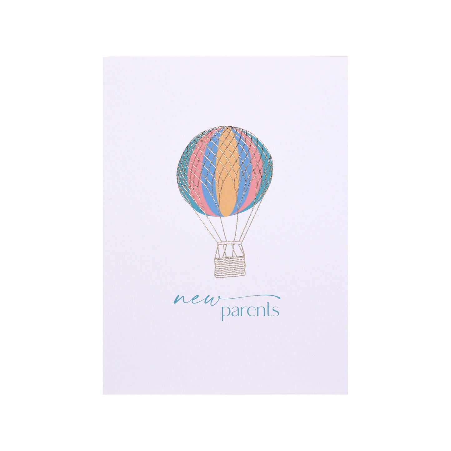Up and Away Bright Hot Air Balloon New Parents Card